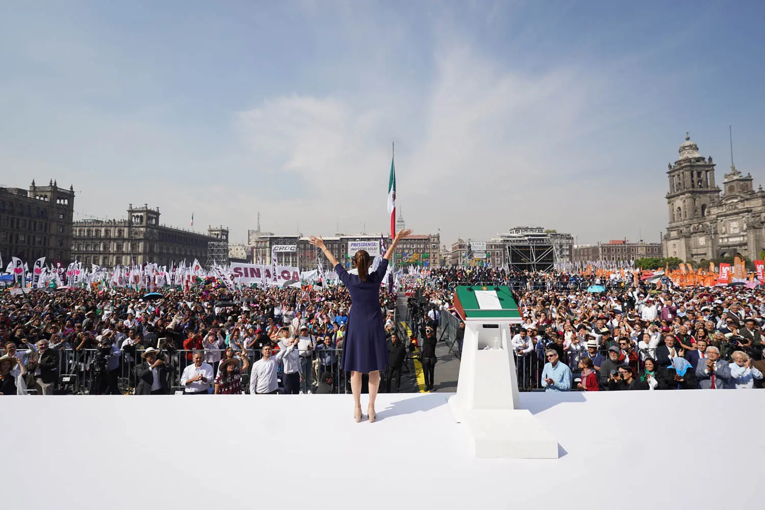 In celebrating seven years of the Fourth Transformation, President Sheinbaum stressed that “true Transformation is not only economic and social, it is also moral. Photo: Government of Mexico