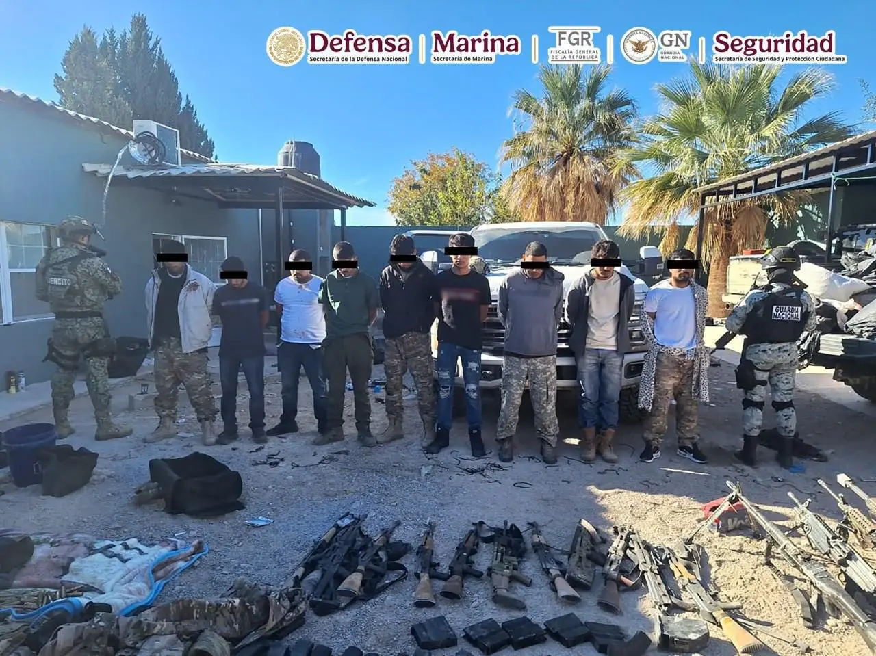 As a result of interagency coordination, in Tijuana, Baja California five members of a criminal cell were arrested, including Gustavo “N,” the main perpetrator of violence in the region. Photo: X @OHarfuch