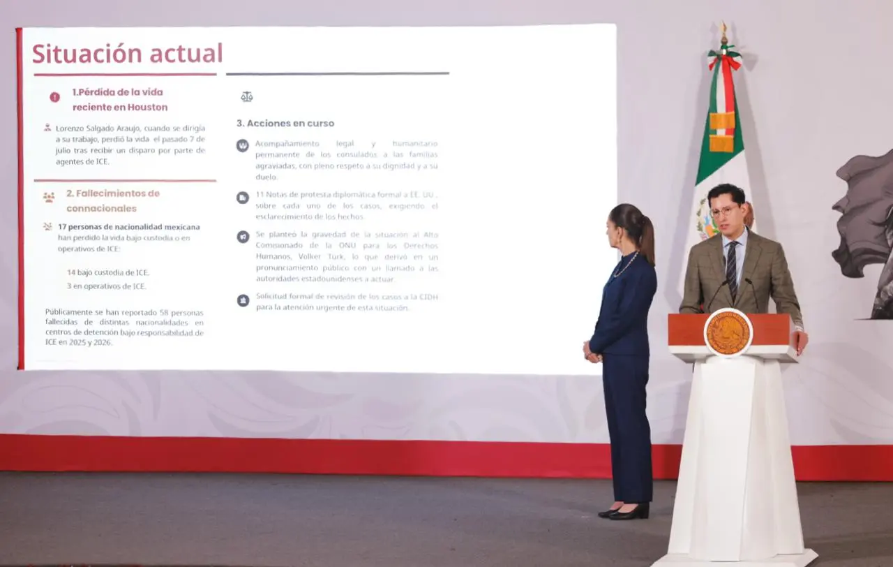 The Mexican government has formally launched a legal strategy in the United States to seek justice for the deaths of Mexican nationals while in the custody of, or during operations conducted by U.S. Immigration and Customs Enforcement (ICE). Photo: Government of Mexico